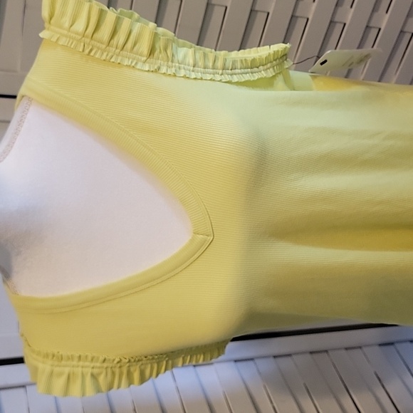 NWT Nine West Lime Green Ruffle‎ Sleeve Tank Top Size Large - Picture 2 of 5